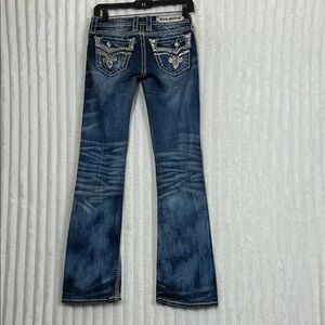 Rock revival low rise KAI boot bling pocket boot cut jeans size 26